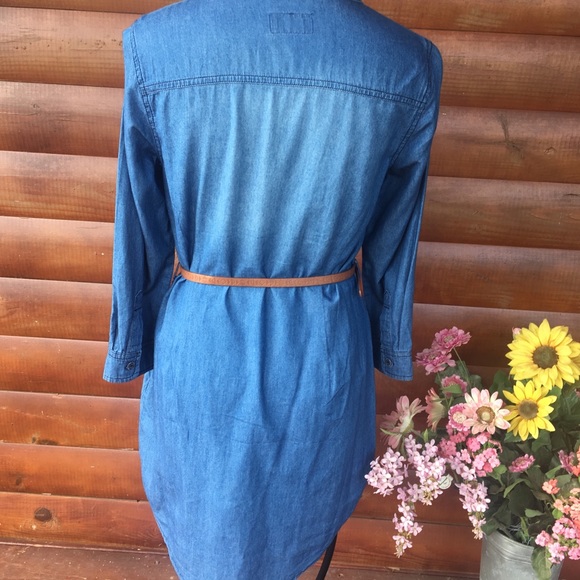 lightweight denim button up dress. - Picture 2 of 6